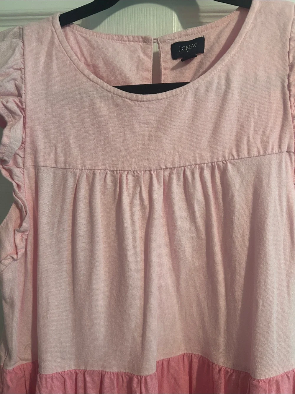 J CREW woman’s size 2 pink Tiered Ruffle Sleeve Dress